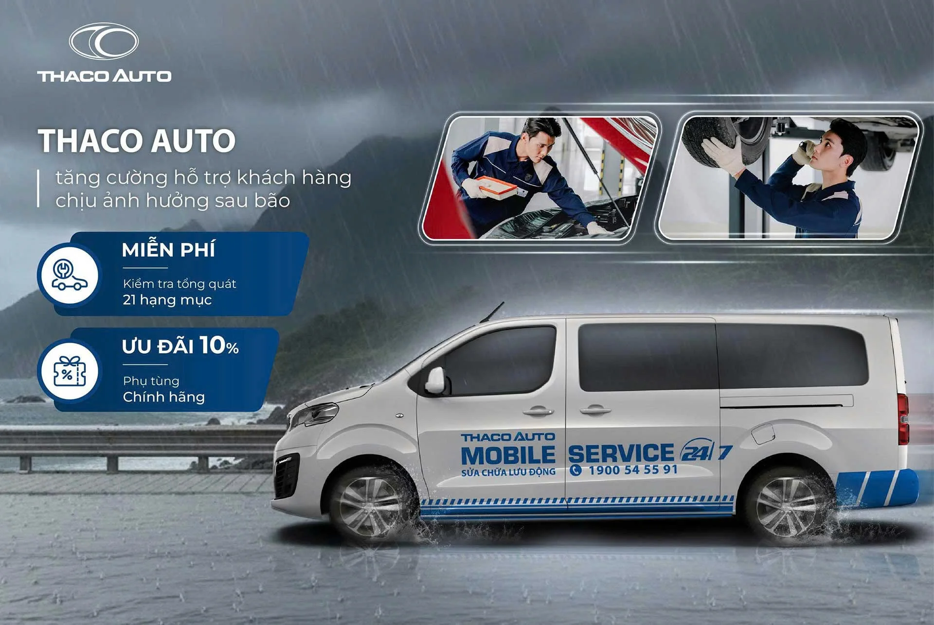THACO AUTO tăng cường hỗ trợ khách hàng chịu ảnh hưởng sau bão